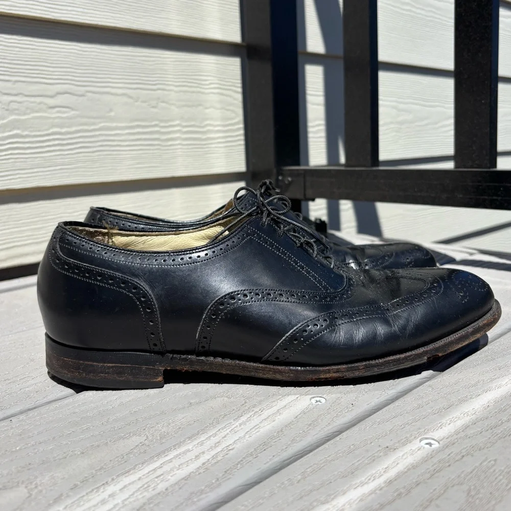 Vintage Florsheim Imperial Wingtip Shoes Comfortech Black 92343 Mens 9.5 D